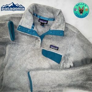 PATAGONIA Jacket Womens Medium Re-Tool Snap-T Polartec Fleece Pullover Gray Teal